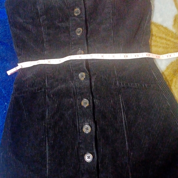 XS Black Corduroy Button Down Mini Dress - Picture 2 of 4